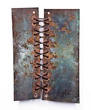 HD Heckes, Stahlrelief, Schnürung, R 211, 37/51 cm, 6 kg, verkupfert, patiniert, 1986